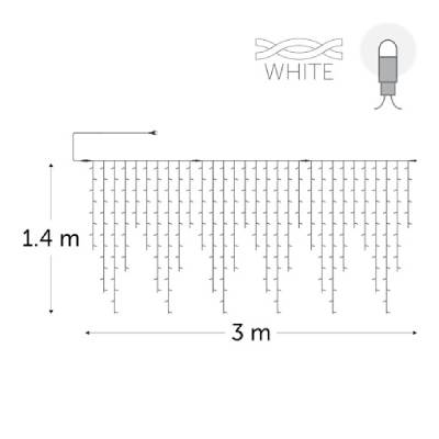 3 x 1.4 m - 300 leds blanches - avec alimentation