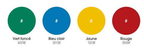 Coloris standards<br>Autres coloris disponibles sur demande (voir nuancier en pièce jointe)