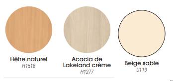 Coloris plateau standards<br>Autres coloris disponibles sur demande
