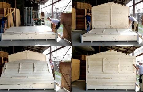 ETAPE 1 : Dépliez la paroi arrière et la paroi frontale du chalet.