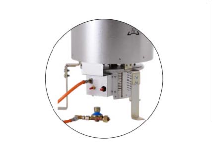 Rampe gaz en acier inoxydable avec  <br> électrode d'allumage, contrôle de fiamme par thermocouple et <br> contrôleur d'atmosphère 