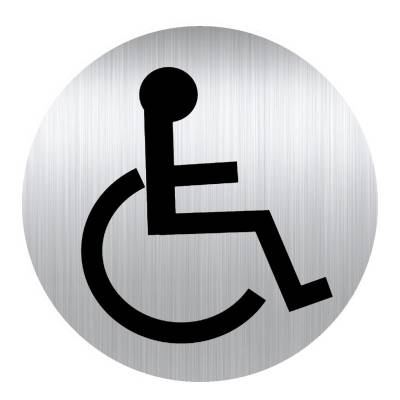 Panneau rond 80mm aluminium adhésif - toilettes handicapés