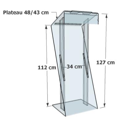 Schéma - Pupitre en Z : Pupitre cristal ou Pupitre dépoli satiné