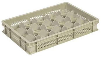 Casier à verres en polyéthylène avec séparateur - Ajouré - 40 compartiments - Beige - L.600 x 400 x 100 mm - Ø65 mm - 92193218-968214779.jpg