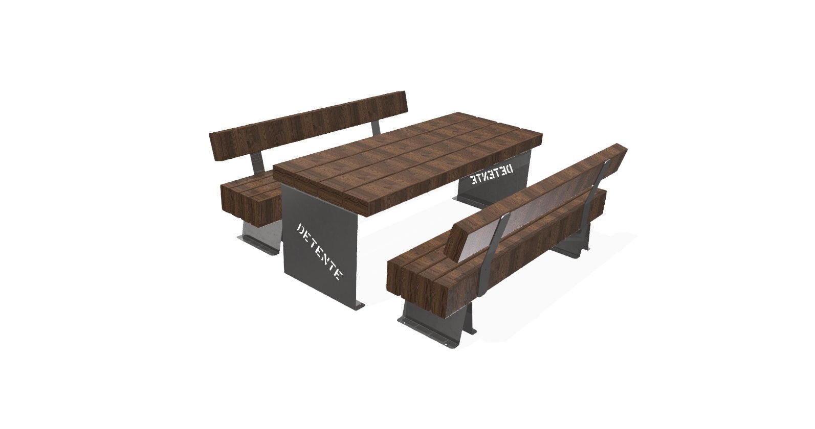 Table de pique nique en acier inoxydable et bois 2 m - Avec dossier - 92696277-433644594.jpg