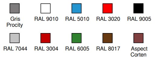 Coloris disponibles