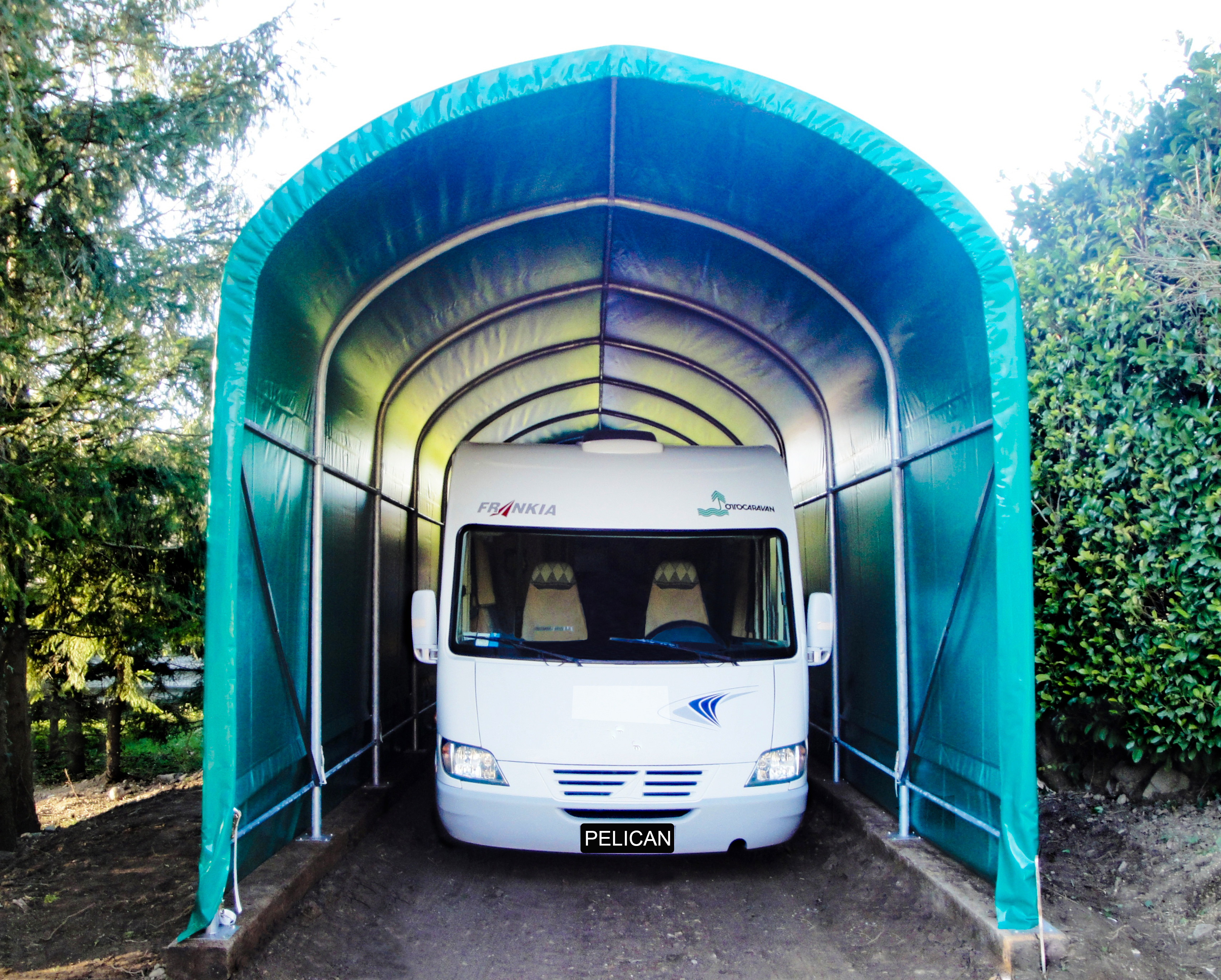 Carport camping-car en acier galvanisé - Toiture arrondie - Hauteur 3.90 m x Largeur 3.50 m - Toile en PVC - 93341373-317452324.jpg