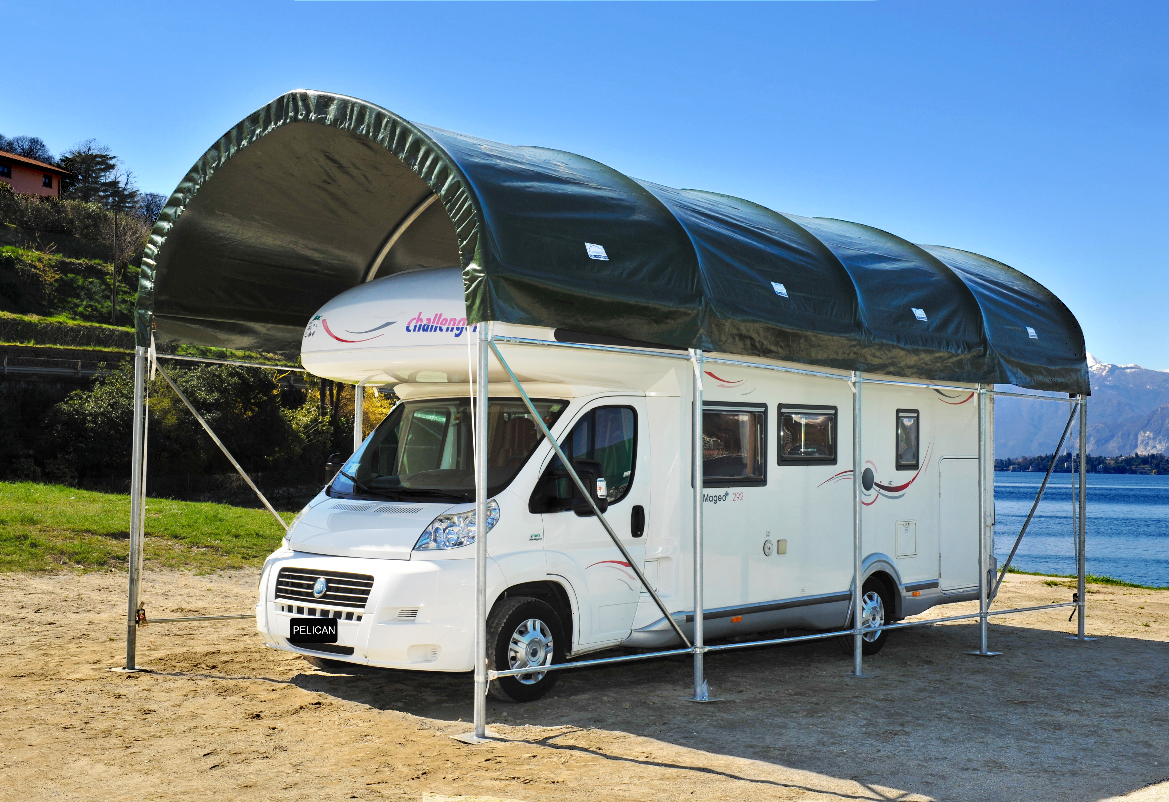 Carport camping-car en acier galvanisé - Toiture arrondie - Hauteur 3.90 m x Largeur 3.50 m - Toile en PVC - 93341373-862391566.jpg