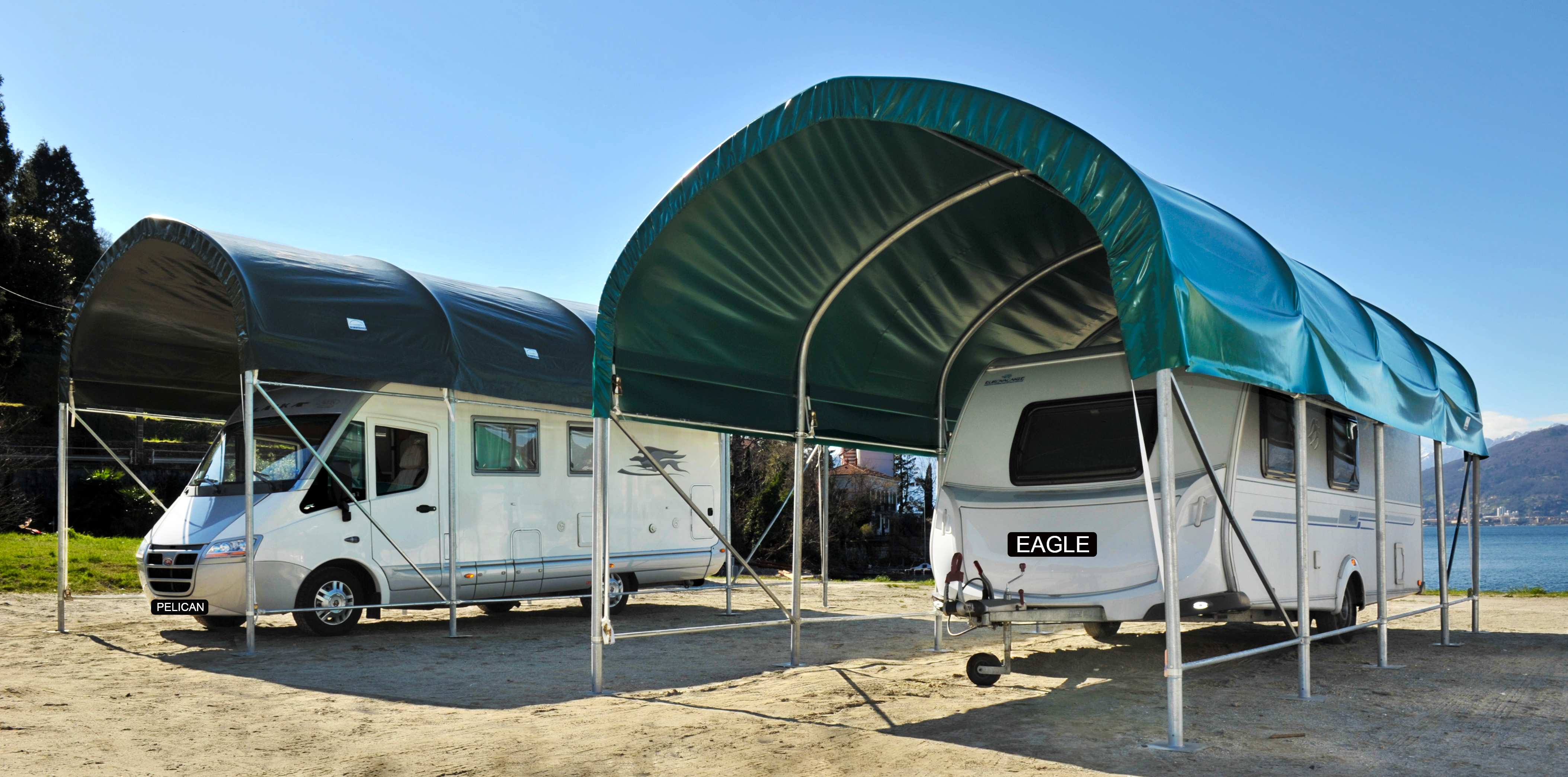 Carport camping-car en acier galvanisé - Toiture arrondie - Hauteur 3.90 m x Largeur 3.50 m - Toile en PVC - 93341373-972825132.jpg