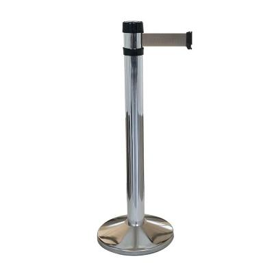 Poteau chromé base standard - sangle 4m grise