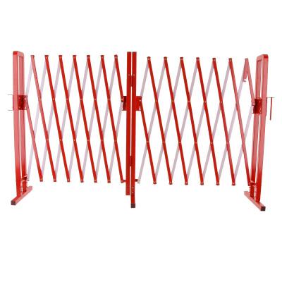 Barrière extensible acier et peinture époxy - 4m - rouge/blanc