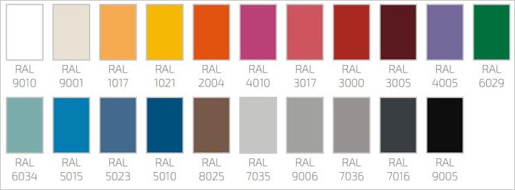 Nuancier (coloris à préciser lors de la commande)