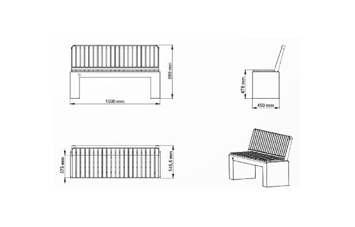 Schéma : ER: Assise et dossier en bois écologique Re s y s t a ®, agrégat en relief