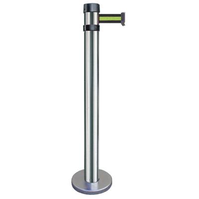 Poteau chromé base standard - sangle 2m noire/jaune/noire