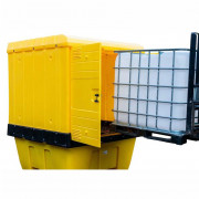 Abri en polyethylène pour conteneur IBC - Double portes battantes - Capacité: 1000 L - L.1775 x l.1770 x H.2265 mm - Jaune