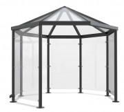Abri fumeur hexagonal en verre