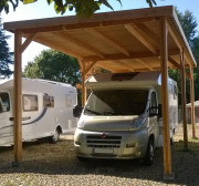 Abri camping car en bois - Dim. L350 x P750 cm - Ht. de passage 3,20 m