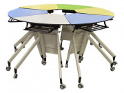 Table scolaire modulable et empilable à roulettes - Frome trapèze