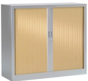 Armoire basse à rideaux  2 tablettes