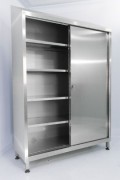 Armoire d'atelier à portes coulissantes - Acier inox - Dimensions (L x P x H) : 1950 x 500 x 2160 mm