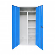 Armoire d'entretien en acier - Aération portes - 4 étagères - Tringle en pvc - L. 600 à 800 x P. 500 x H. 1800 mm - Coloris au choix