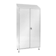 Armoire de rangement inox - 2 portes - Dessus en pente