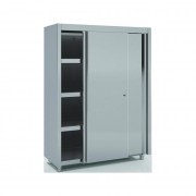 Armoire haute de cuisine en inox - Portes coulissantes ou battantes - L.600 mm à 1600 mm -  P 600 x H 1900 mm