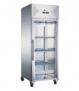 Armoire réfrigérée 1 porte vitrée - Température +2°C/+8°C - Volume 650 L - inox