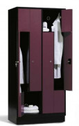 Armoire vestiaire avec mécanisme de porte pliante - Largeur : 420 ou 820 mm - Hauteur : 1800 mm - Sur socle ou sur banc intégré