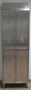 Armoire vestiaire inox 4 portes - En acier inox - Dimensions (L x P x H) : 615 x 402 x 2000 mm