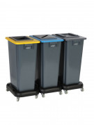 Bac de tri sélectif 3 bacs 80 L sur roulettes