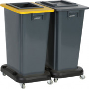 Bac tri sélectif 2 bacs 80 L en plastique sur roulettes
