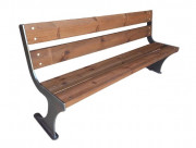 Banc public en métal avec assise et dossier en bois traité autoclave de classe 4 - L 1800 mm x P 580 mm x H 820 - Pieds en acier