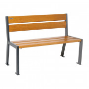 Banc public 5 lames acier et bois - L.600 mm à 1800 mm - Assise : 450 mm
