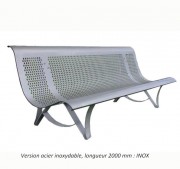 Banc public en acier inoxydable 2000 mm