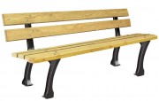 Banc public en pin - Pieds en fonte -L.1800 mm - H.assise 440 mm