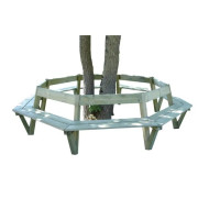 Banc public tour d'arbre Turin en bois - Traité autoclave sous pression classe 4 - A sceller - Hauteur d'assise: 470 mm - Ø intérieur: 1150 mm 