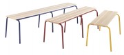 Banc scolaire 3 lames - T1 à T6 - L. 120 à 200 cm - Hêtre massif - Empilable