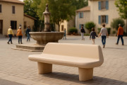 Banc urbain en béton - Dimension : 205 x 69 x 84 cm