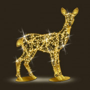 Structure lumineuse de Noël biche - H. 130 cm - LED blanc chaud - Lumière scintillante