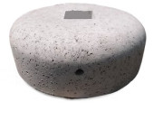 Bloc de lestage en béton - Poids : 72 kg - Dimensions : Ø 520 × H. 170 mm - Réservation centrale : 110 × 115 mm