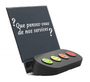 Boîtier de satisfaction pour comptoir - 4 smileys - Réseau GSM - Largeur : 28 cm