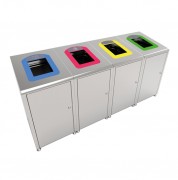 Borne Poubelle tri selectif - 60 L - En acier inox brossé - L.485 x P.400 x H.760 mm