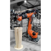 Bras robotique d'impression 3D Vulcain I3D sur mesure - 6 axes d'impression - Volume de travail : 5m³ - Débit jusqu'à 40 kg/heure