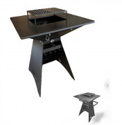 Brasero barbecue plancha avec grill - 99x99 cm