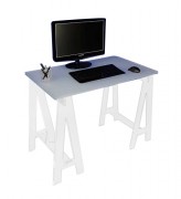 Bureau d'ordinateur sur tréteaux plexi