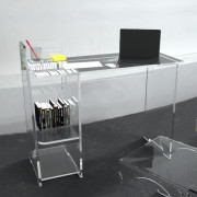Bureau en Plexiglas avec Rangement - L.102 cm x P.40 cm x H.75 cm