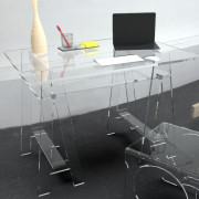 Bureau et Tablette sur Tréteaux en Plexiglas - Plateau supérieur : 100x75 cm - Hauteur : 73 cm