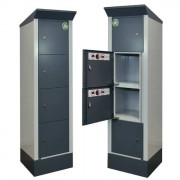 Casier de recharge baterrie vélo électrique IP44 - 4 casiers - 2 prises 220 V - Serrure renforcée