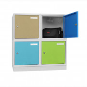 Casier vestiaire individuel en acier - fermeture serrure à clés ou moraillon - Porte étiquette - L.400 x P.450 x H.350 mm - 10 coloris de porte au choix